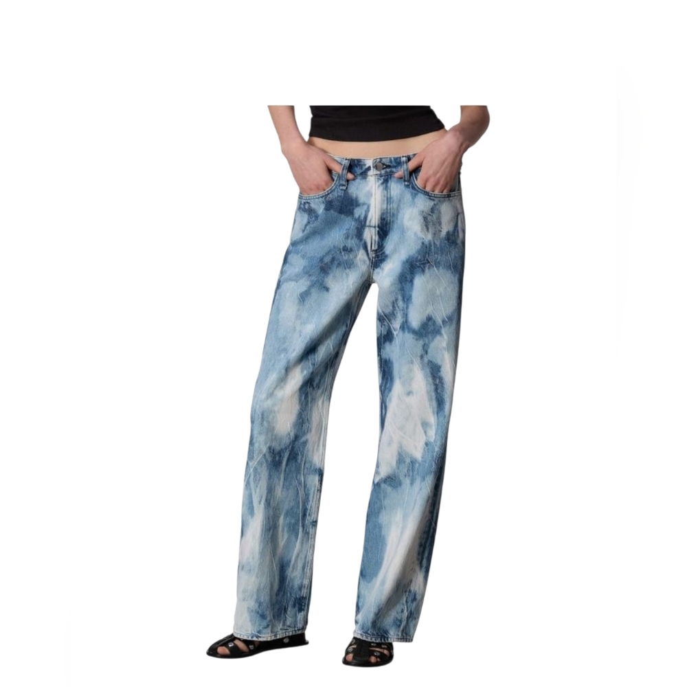 NWT Rag & Bone Mid-Rise Logan Bleach Splatter Wide Leg Jeans